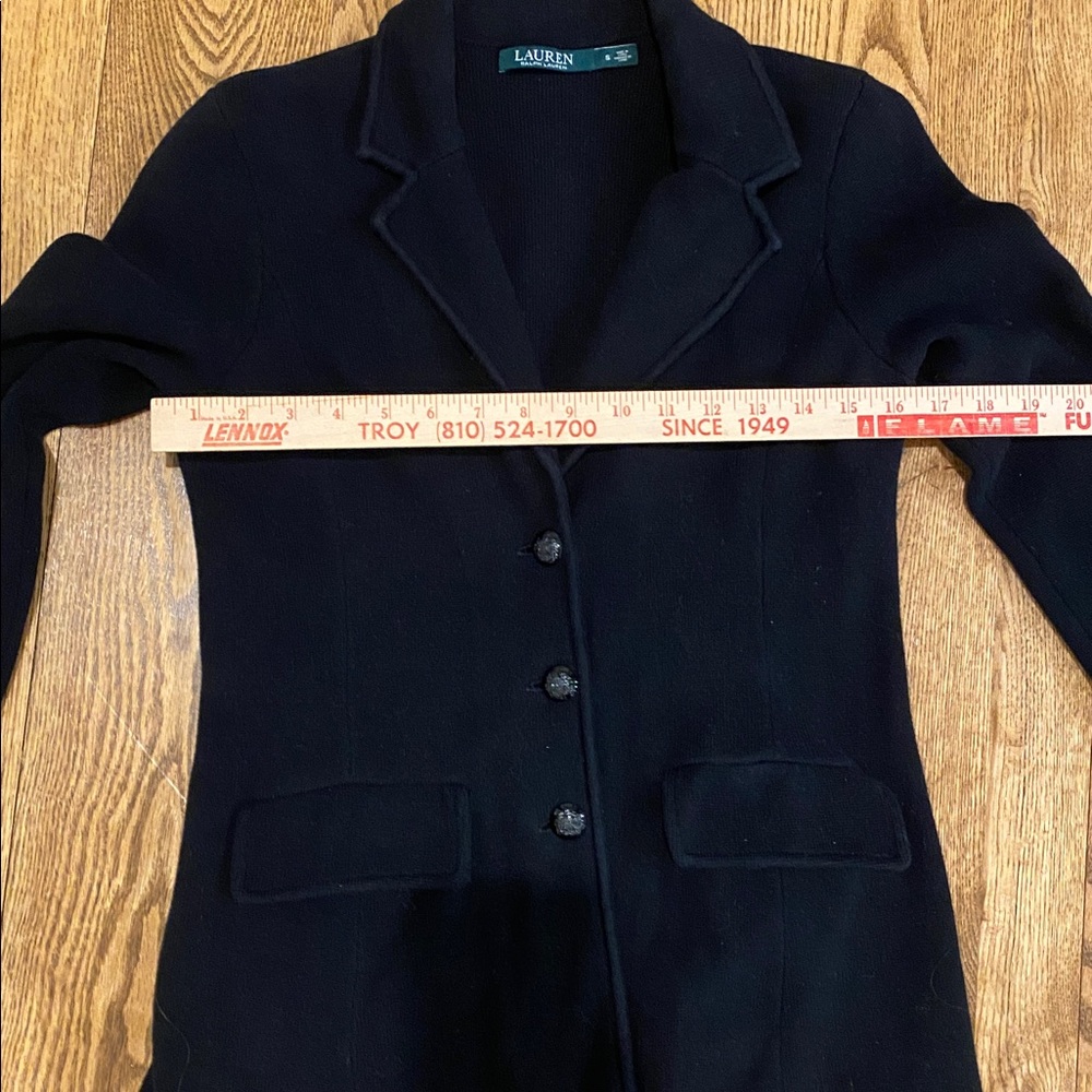 Lauren Ralph Lauren combed cotton blazer black dark Academia Preppycore small - Picture 10 of 16